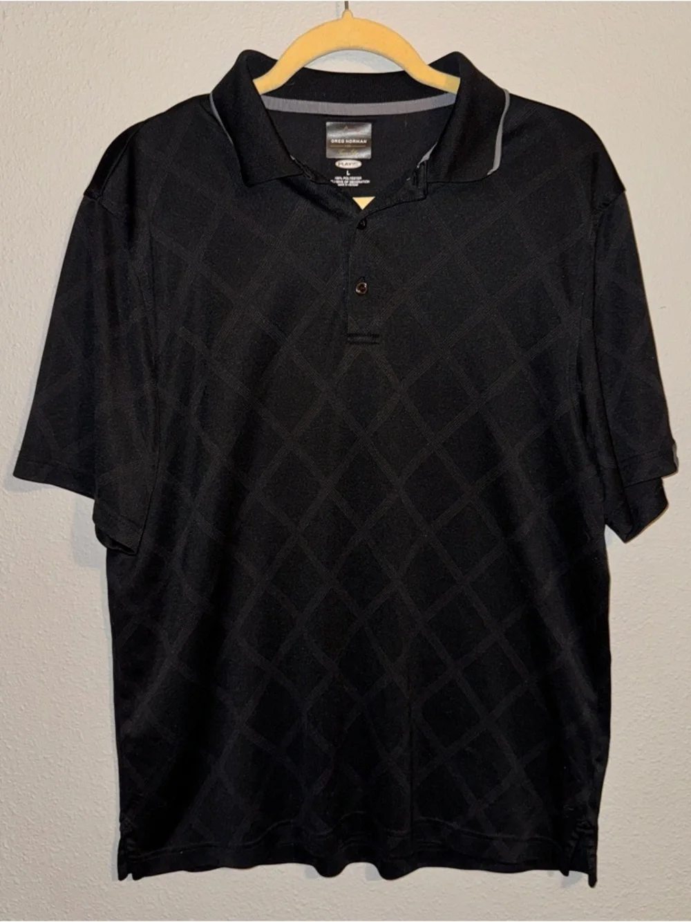 Greg Norman for Tasso Elba Play Dry Golf Polo Black Diamond L